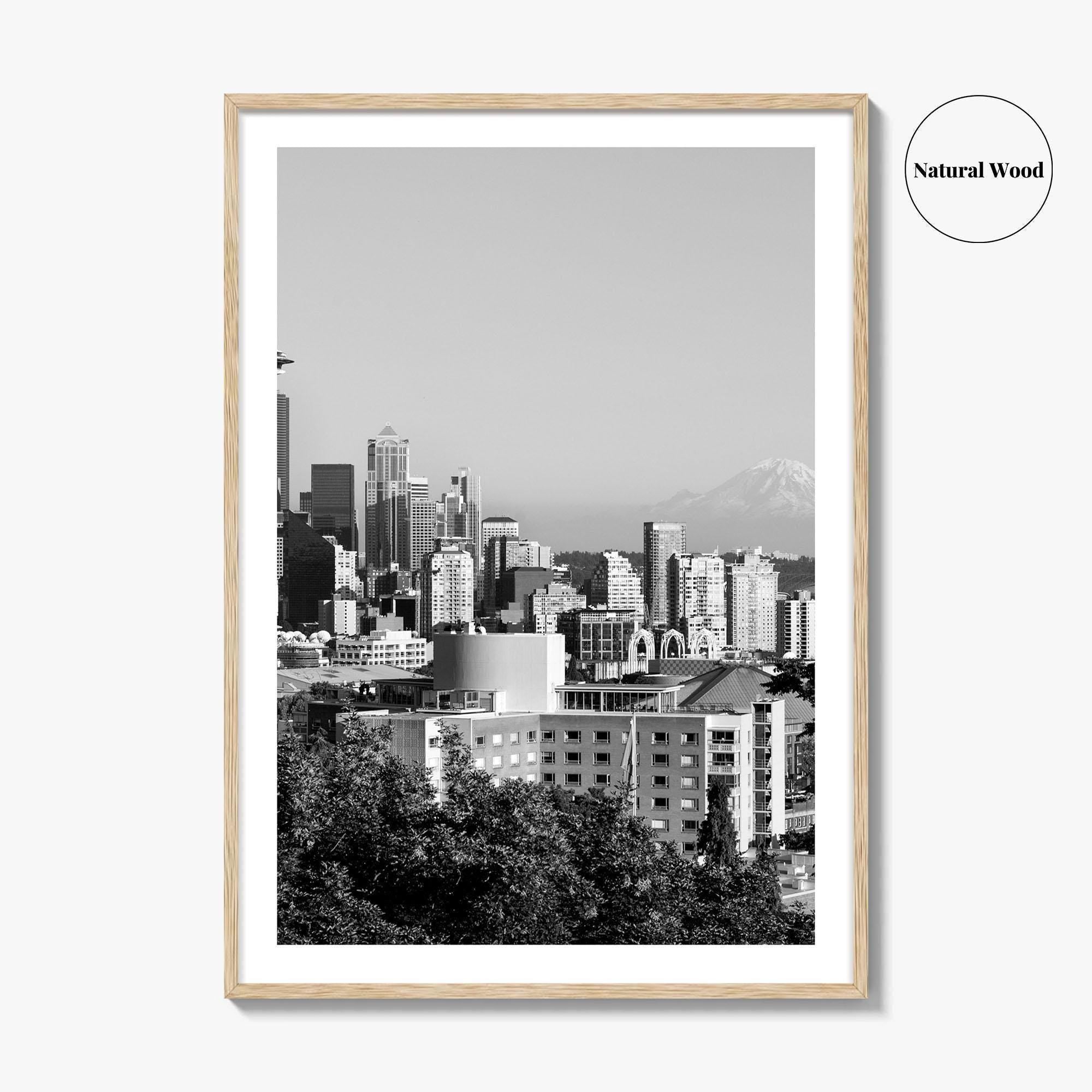 Seattle Black and White Fine Art Photo Print, Downtown, Washington, USA, Wall Decor, Poster