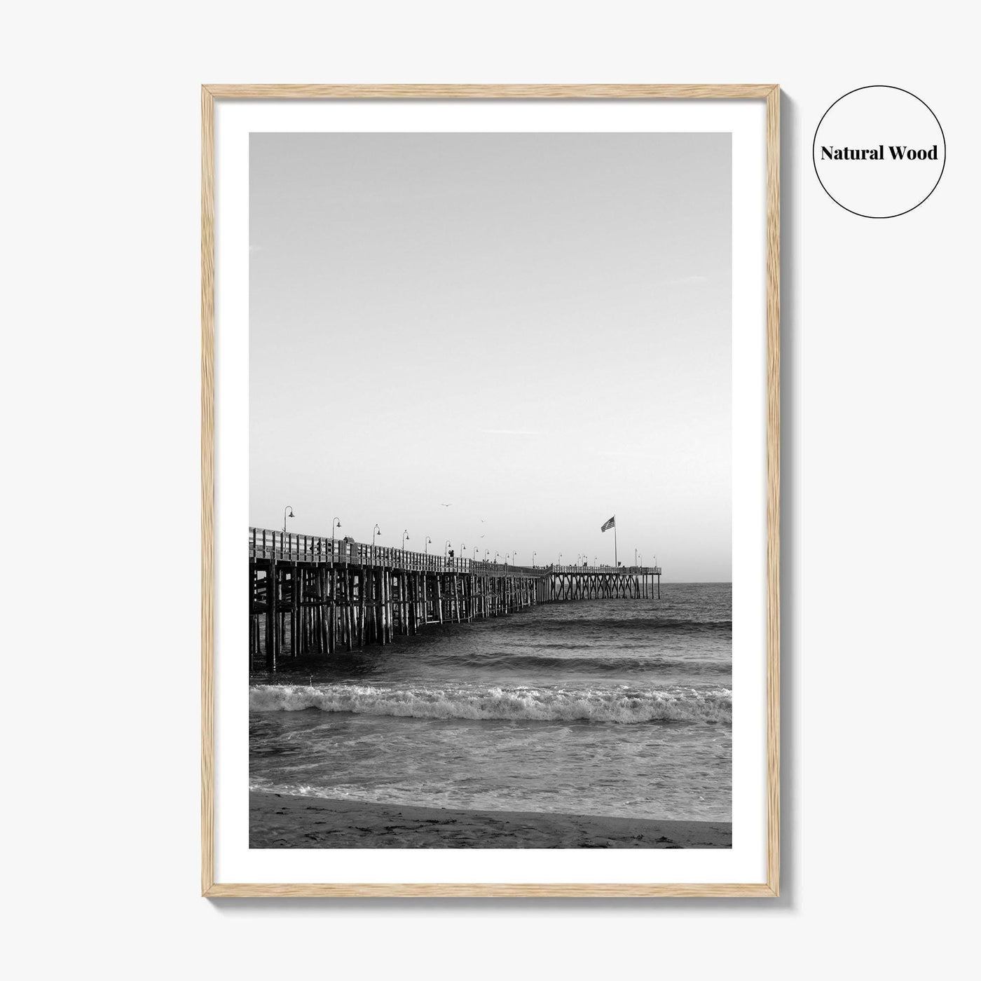Ventura Black and White Fine Art Photo Print, San Buenaventura, California, USA, Pier, Poster