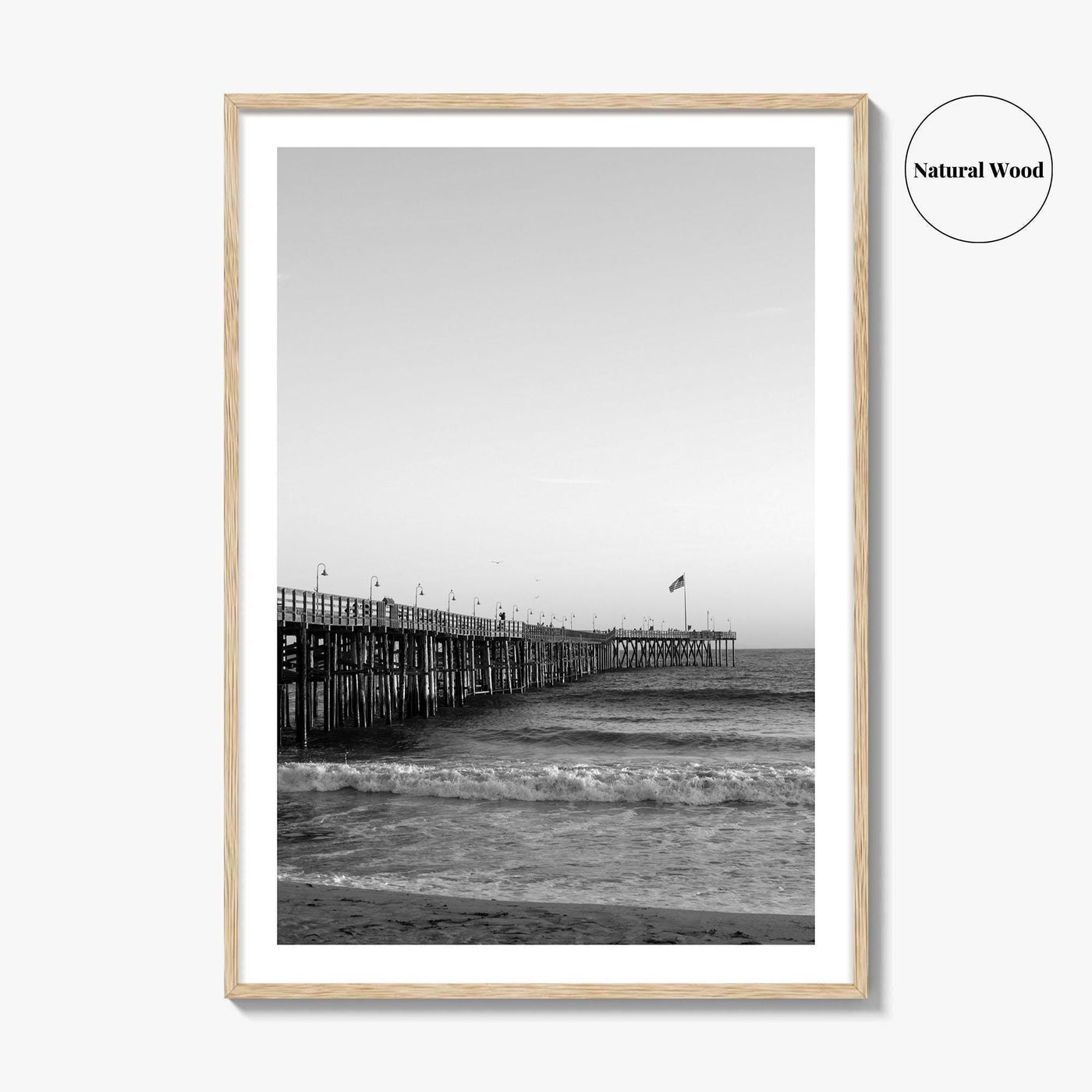 Ventura Black and White Fine Art Photo Print, San Buenaventura, California, USA, Pier, Poster