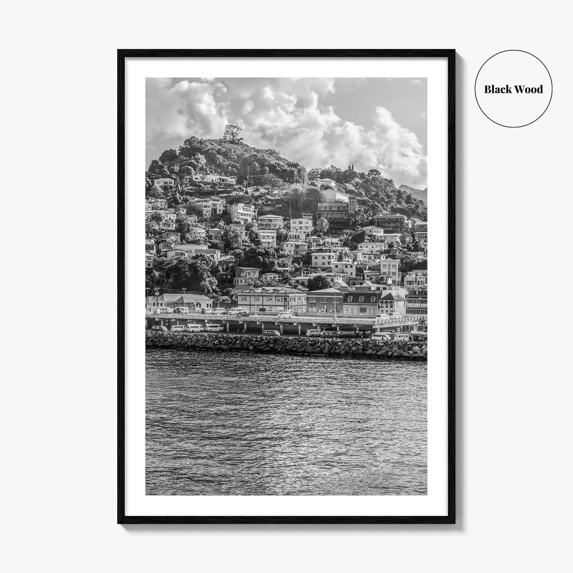 St George's Grenada Black and White Fine Art Photo Print, Caribbean Wall Poster