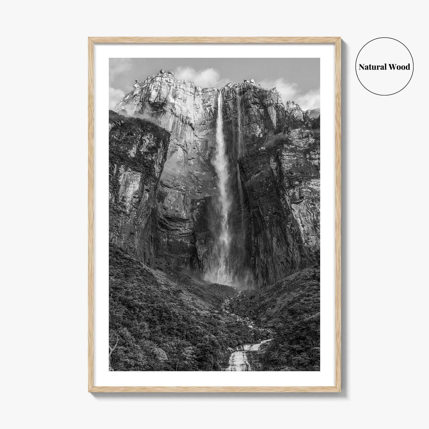 Angel Falls Black and White Fine Art Photo Print, Salto Ángel Venezuela Waterfall Poster