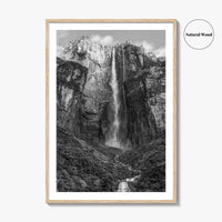 Angel Falls Black and White Fine Art Photo Print, Salto Ángel Venezuela Waterfall Poster