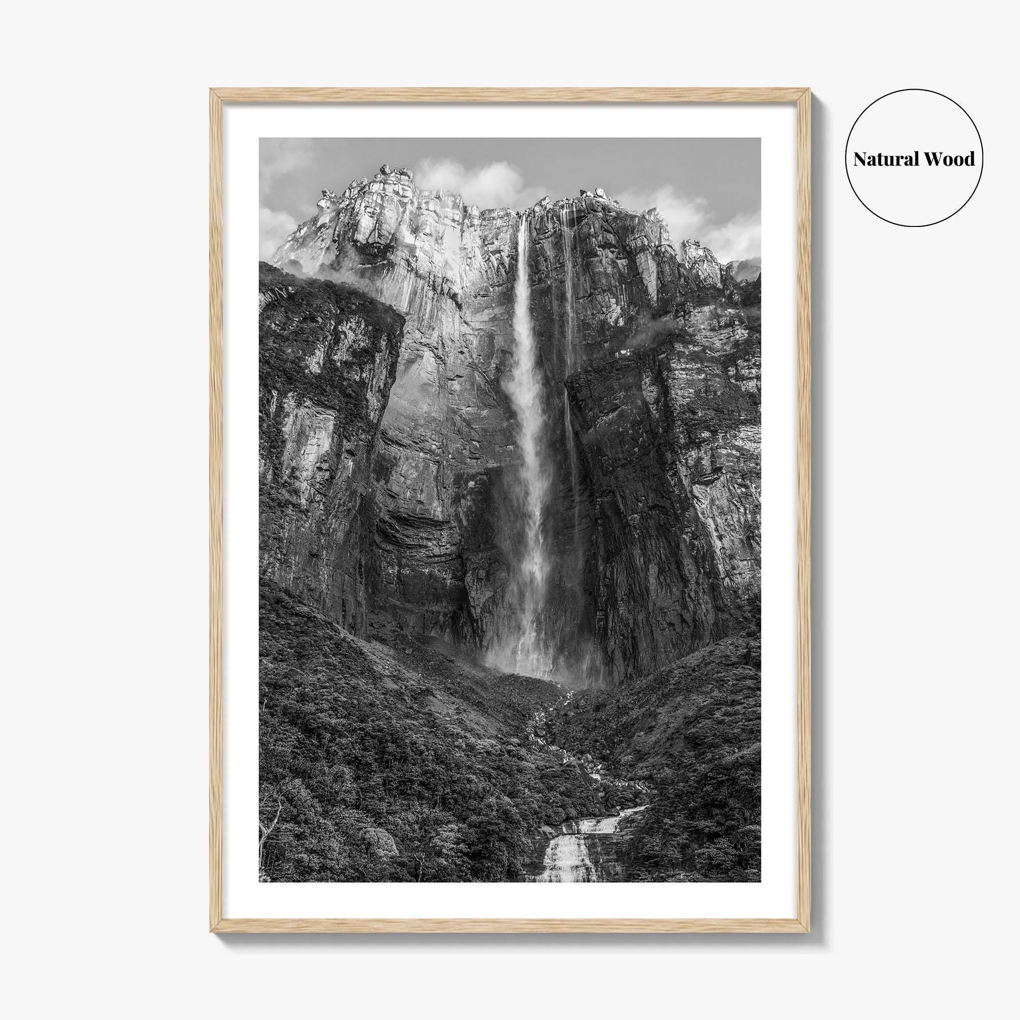 Angel Falls Black and White Fine Art Photo Print, Salto Ángel Venezuela Waterfall Poster