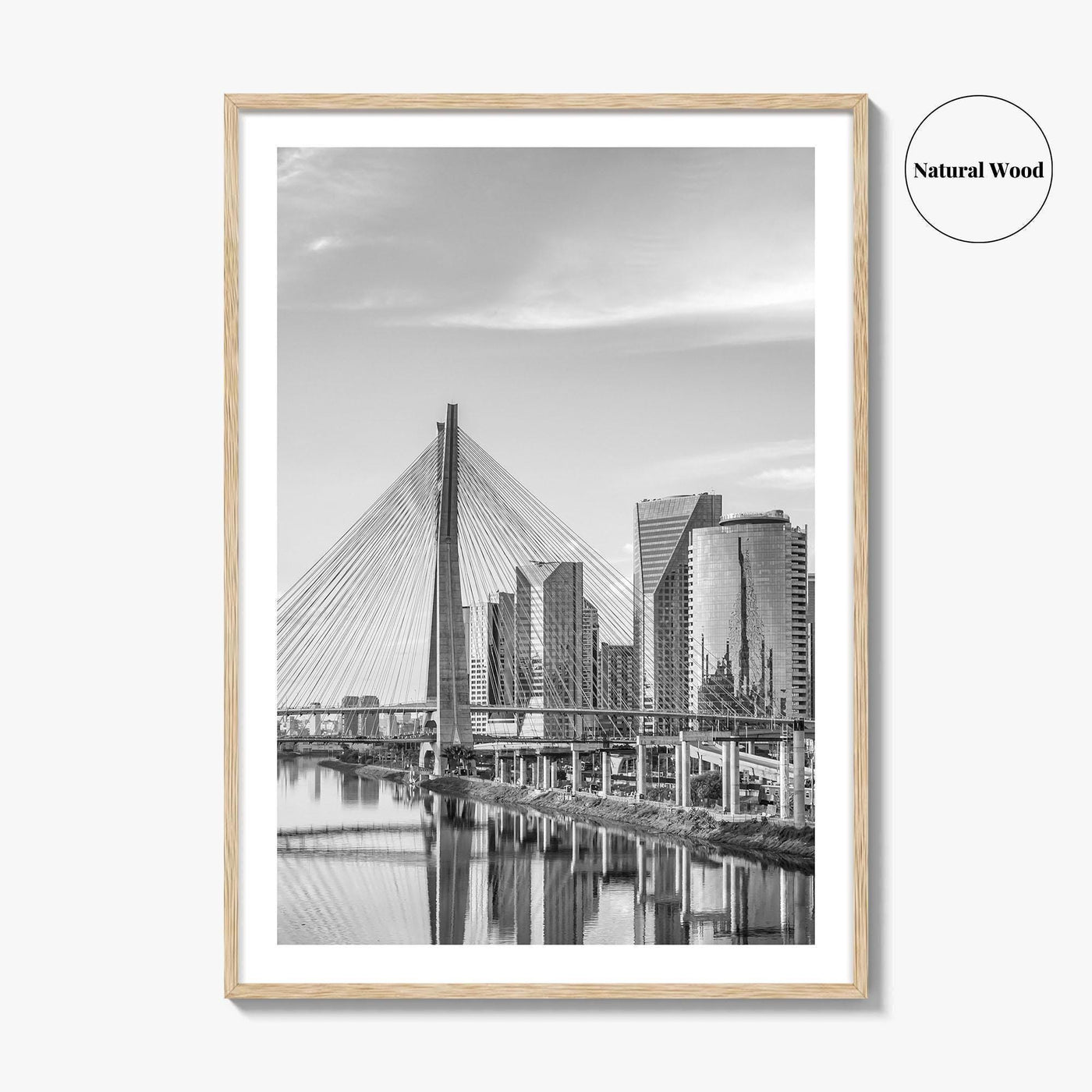 Sao Paulo Black and White Fine Art Photo Print, Octavio Frias Bridge Brazil Poster