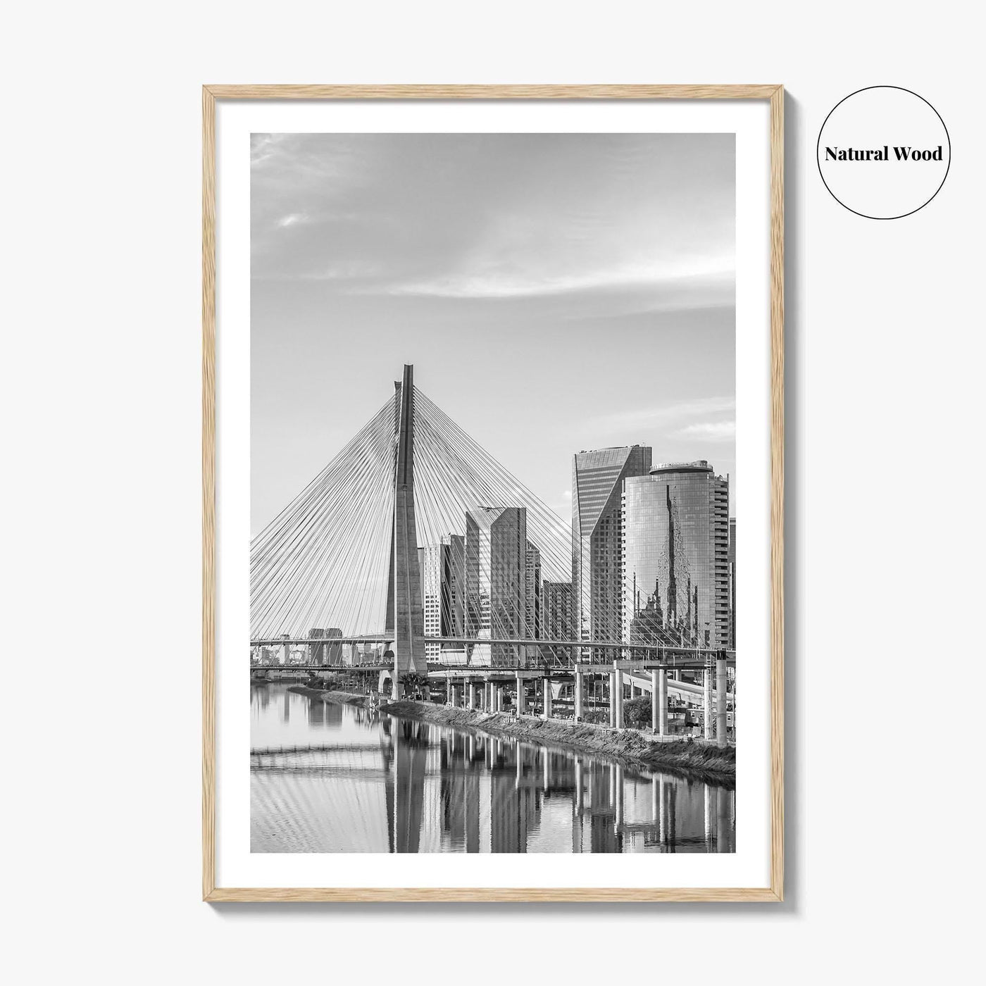 Sao Paulo Black and White Fine Art Photo Print, Octavio Frias Bridge Brazil Poster
