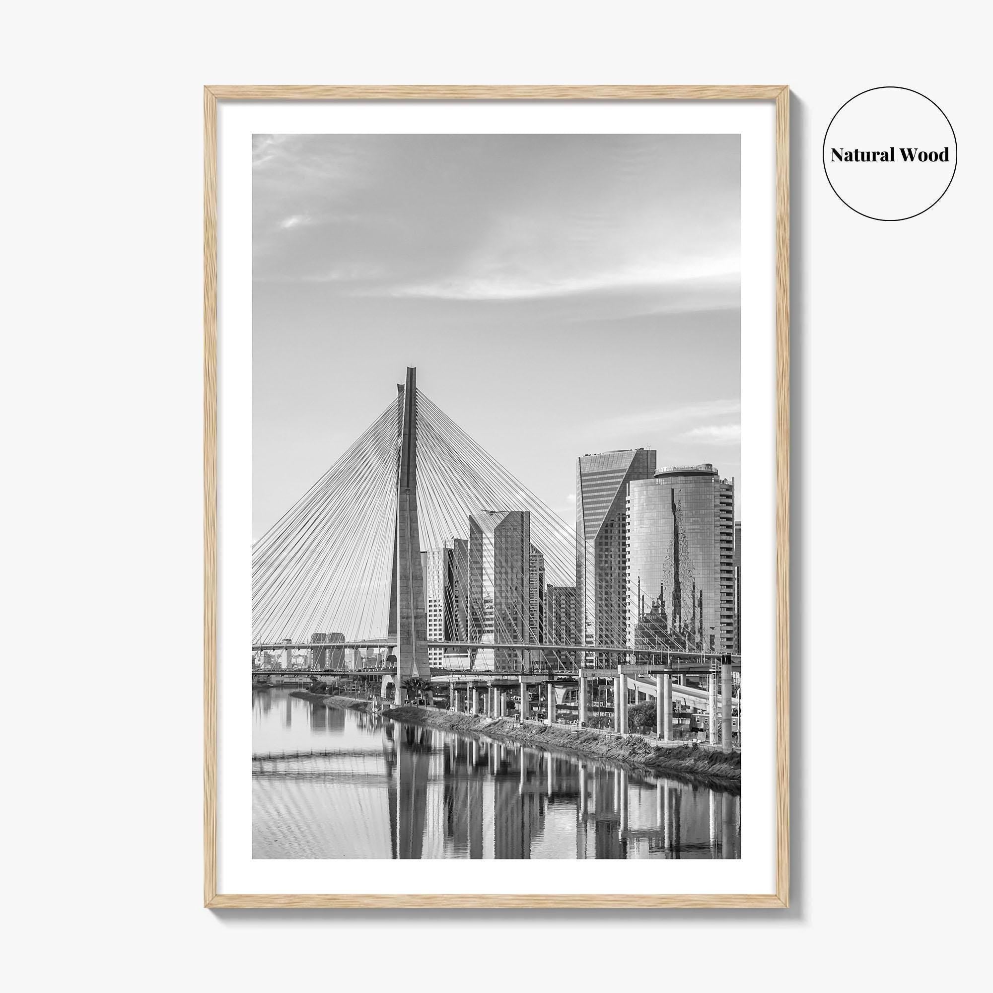Sao Paulo Black and White Fine Art Photo Print, Octavio Frias Bridge Brazil Poster