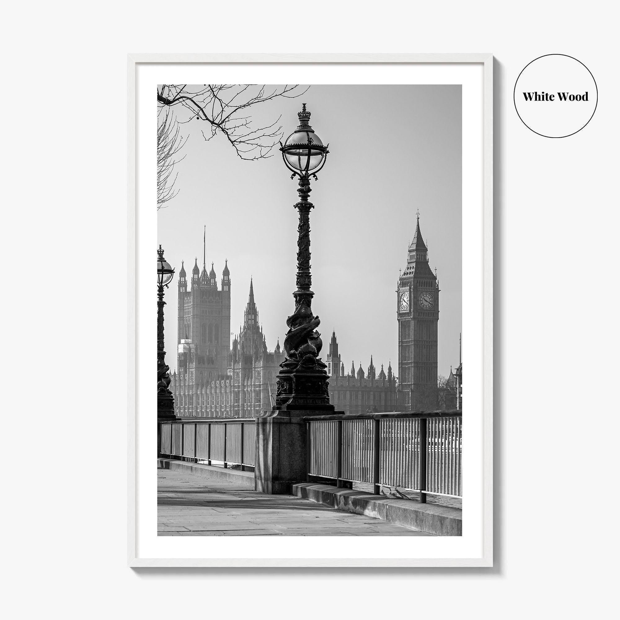 London Black and White Fine Art Photo Print, Big Ben Parliament England UK Poster