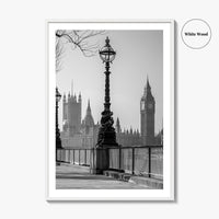 London Black and White Fine Art Photo Print, Big Ben Parliament England UK Poster
