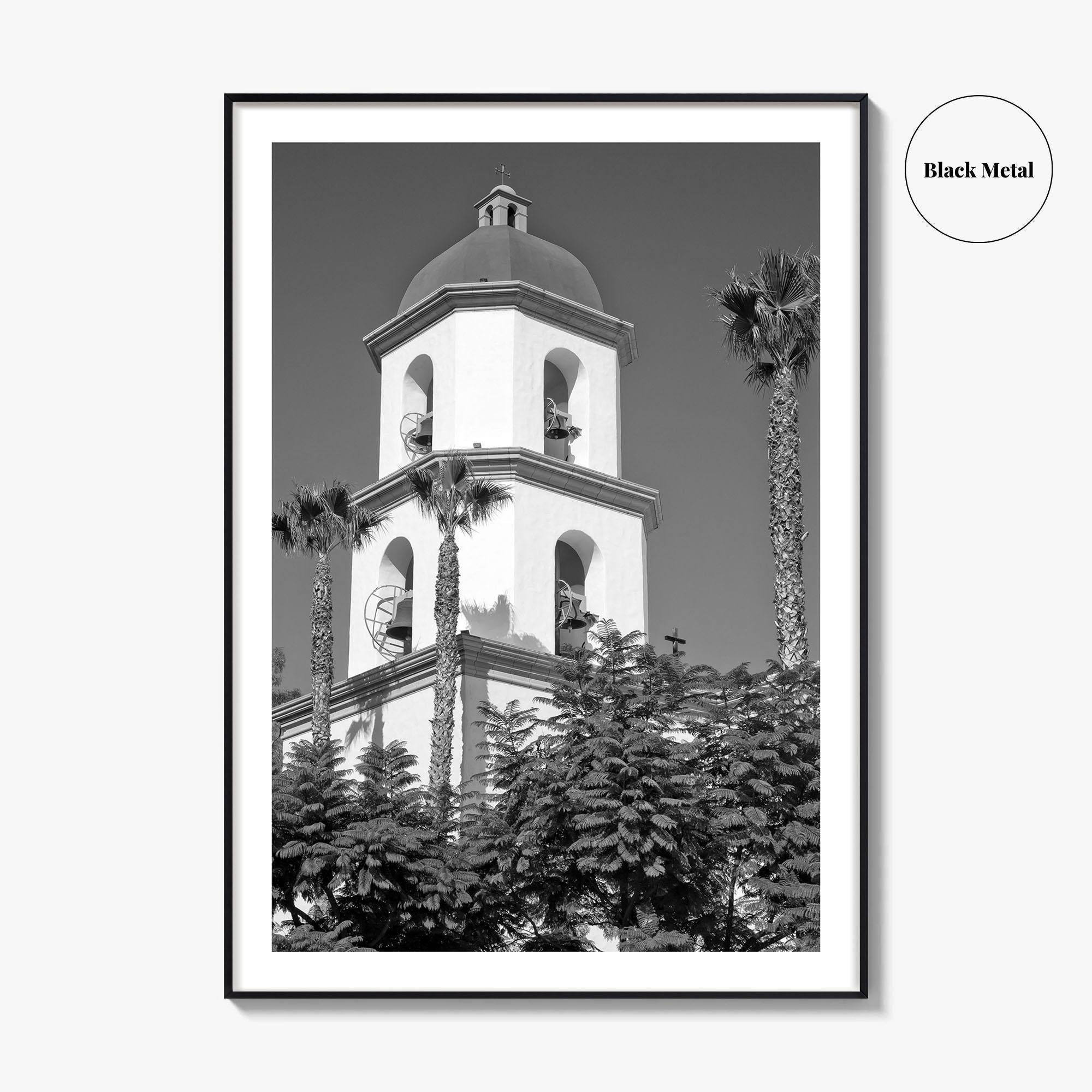 Mission San Juan Capistrano Black and White Fine Art Photo Print, California Basilica Poster