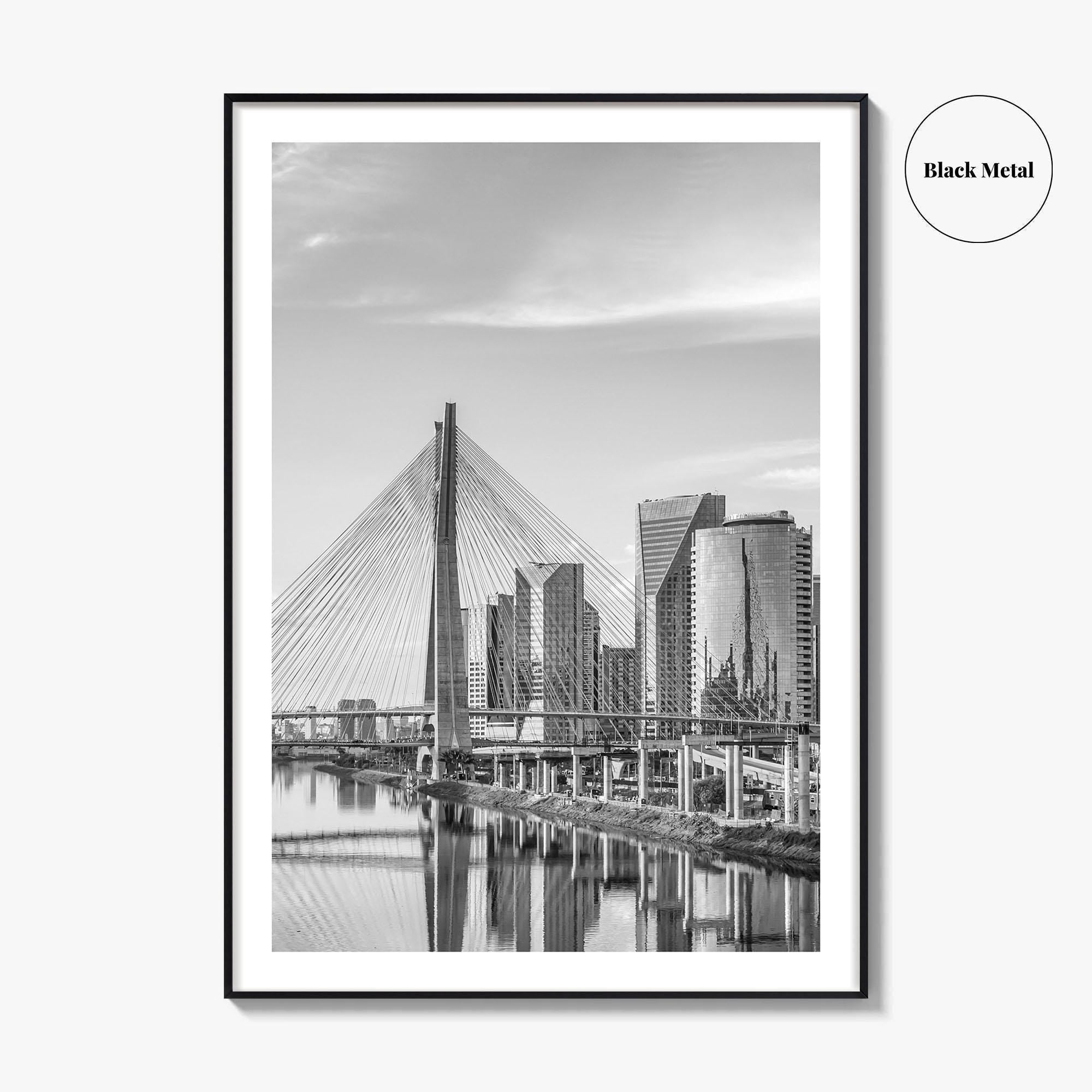 Sao Paulo Black and White Fine Art Photo Print, Octavio Frias Bridge Brazil Poster