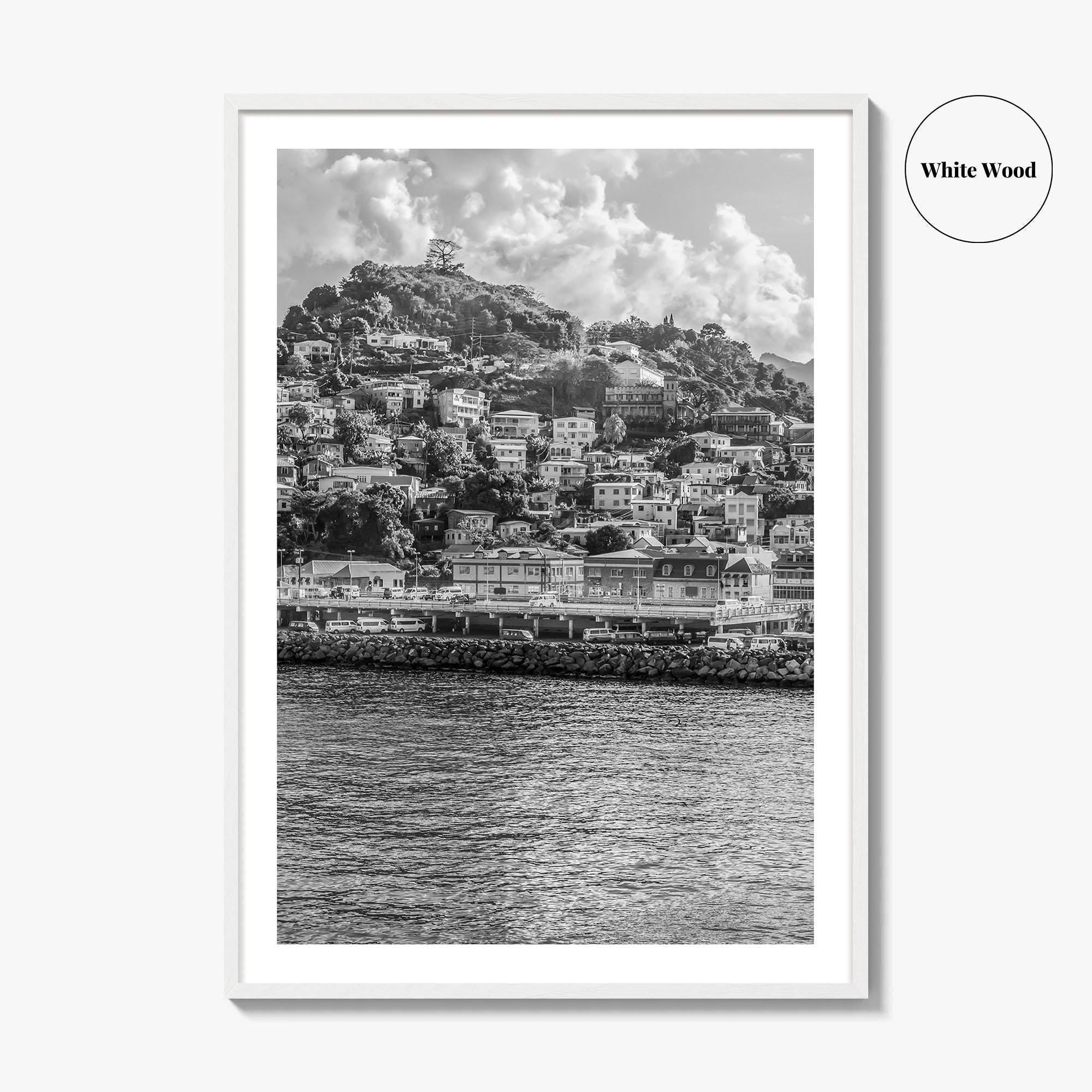 St George's Grenada Black and White Fine Art Photo Print, Caribbean Wall Poster