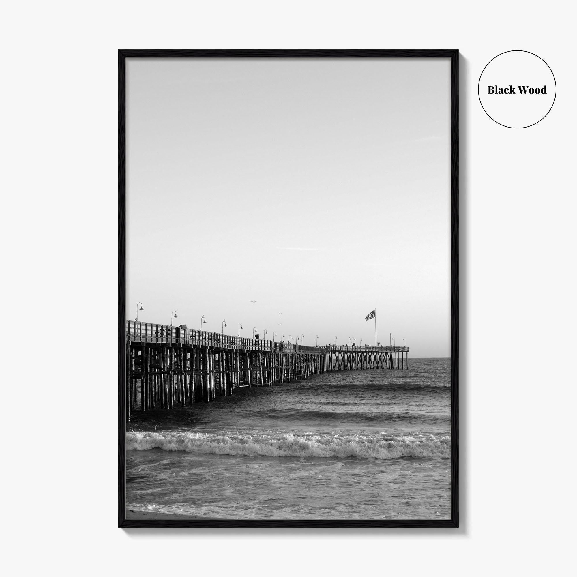 Ventura Black and White Fine Art Photo Print, San Buenaventura, California, USA, Pier, Poster