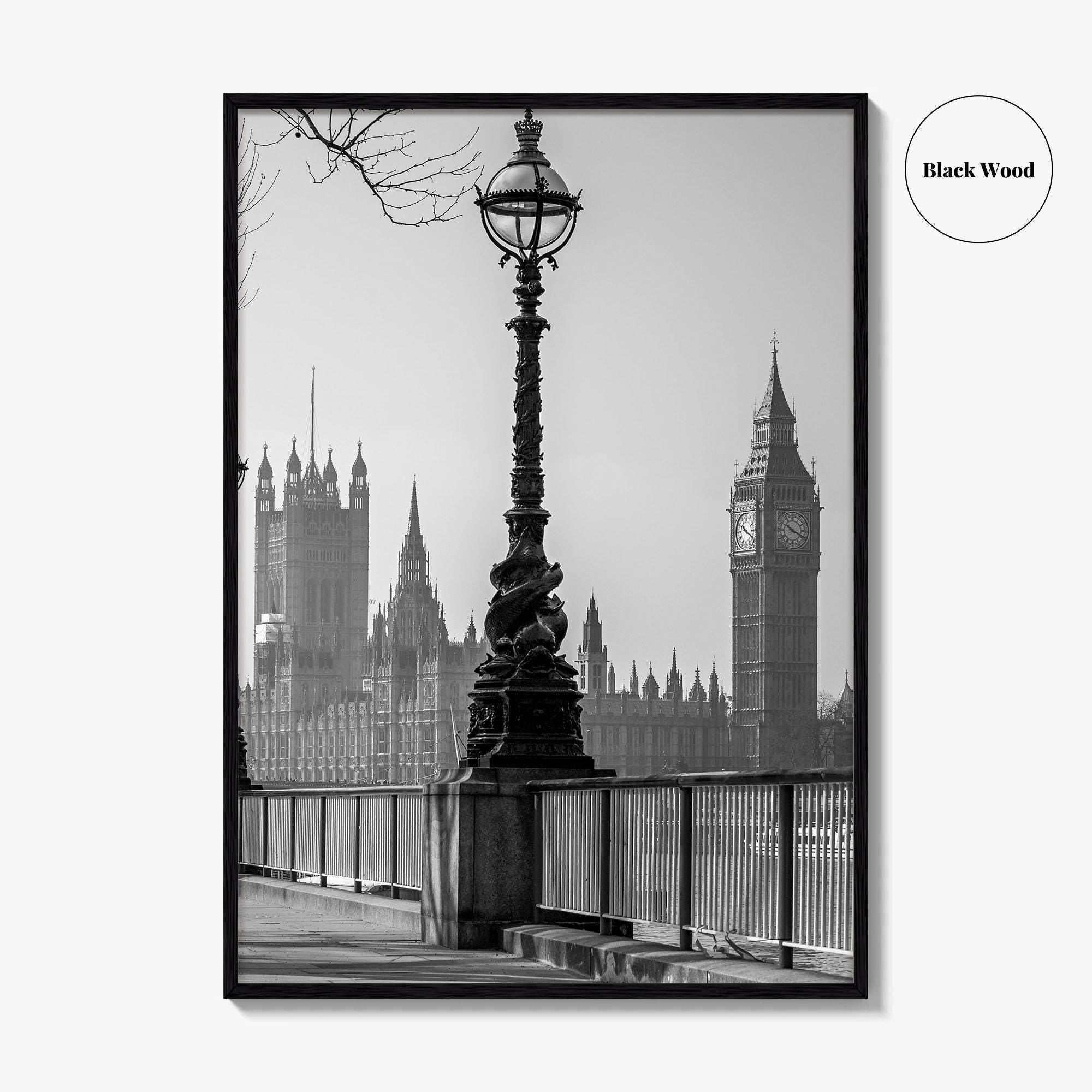 London Black and White Fine Art Photo Print, Big Ben Parliament England UK Poster