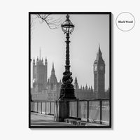 London Black and White Fine Art Photo Print, Big Ben Parliament England UK Poster