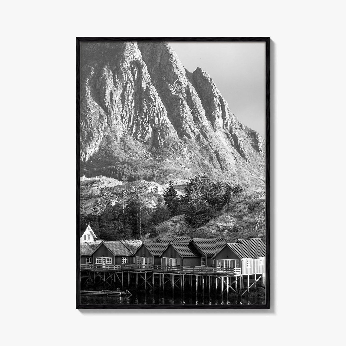Hamnoy Norway Black and White Fine Art Photo Print, Lofoten Islands, Reine, Moskenes Poster