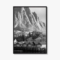 Hamnoy Norway Black and White Fine Art Photo Print, Lofoten Islands, Reine, Moskenes Poster