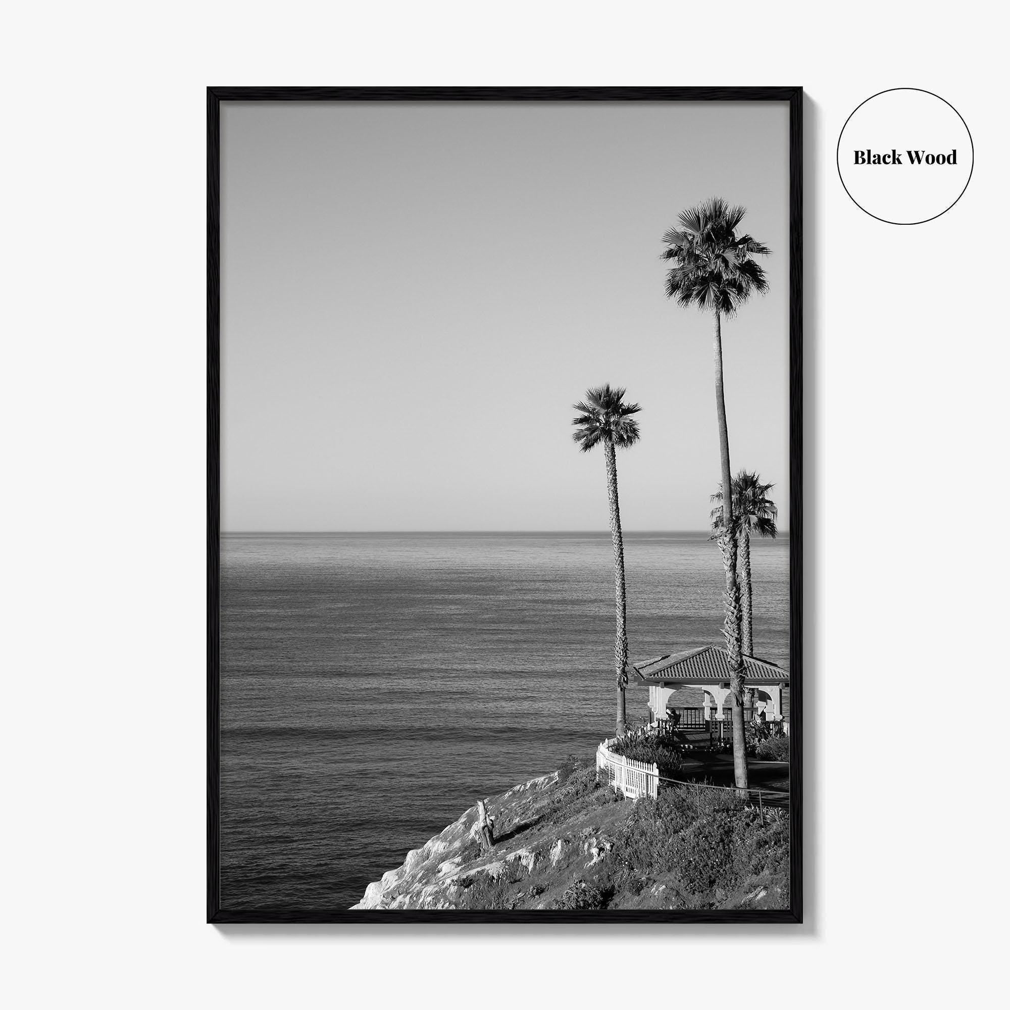 Pismo Beach Black and White Fine Art Photo Print, Shore Cliff Gazebo, California Poster