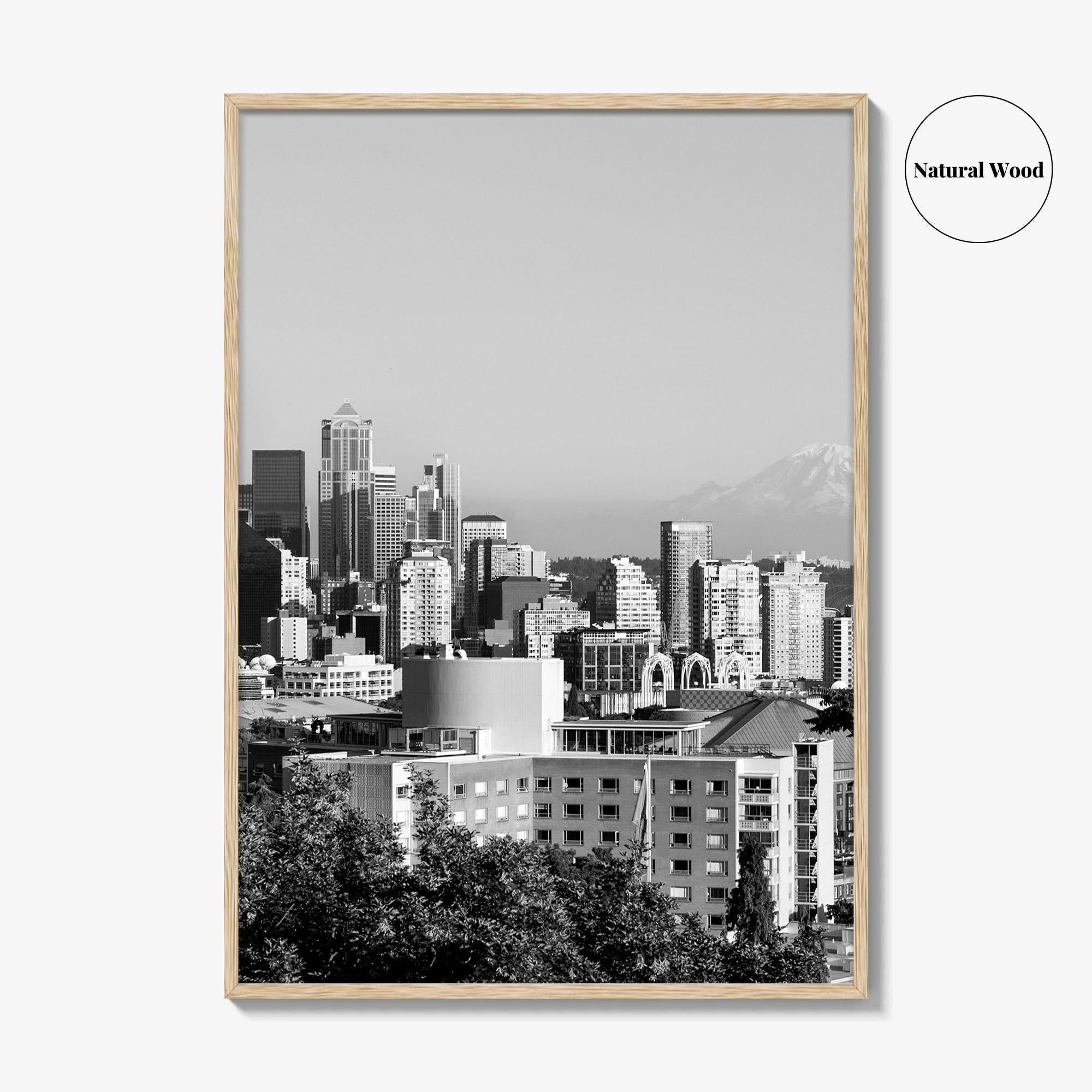 Seattle Black and White Fine Art Photo Print, Downtown, Washington, USA, Wall Decor, Poster