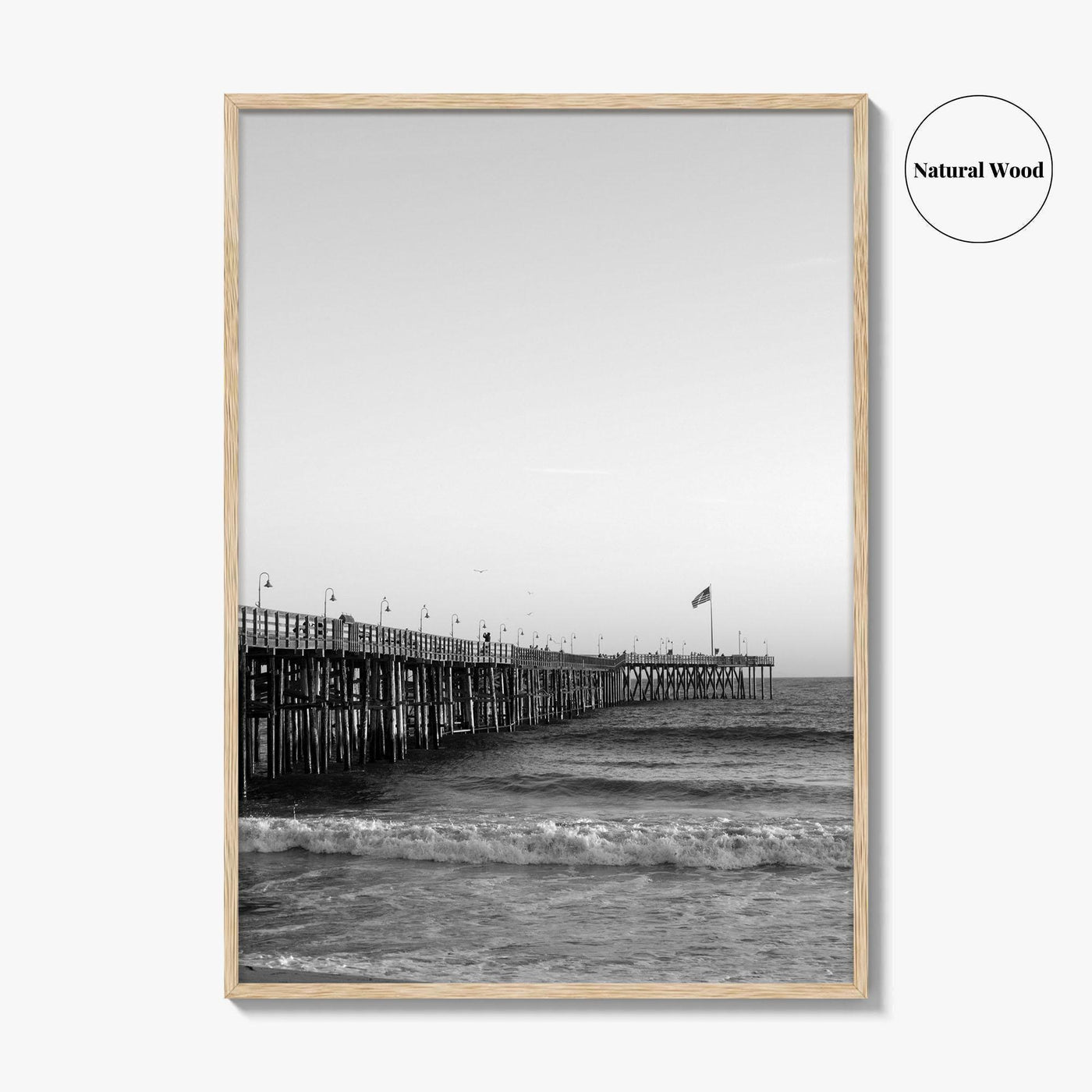 Ventura Black and White Fine Art Photo Print, San Buenaventura, California, USA, Pier, Poster