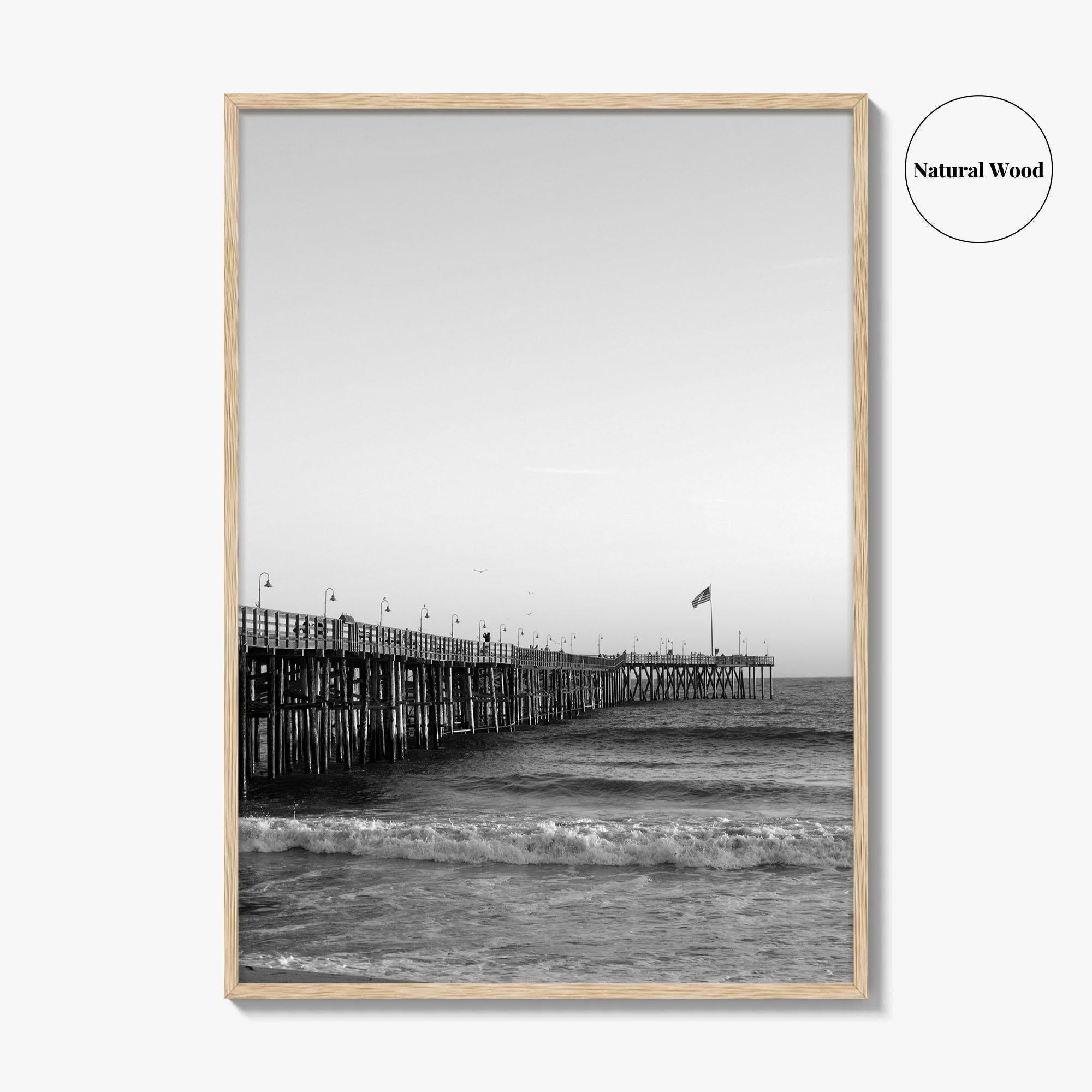 Ventura Black and White Fine Art Photo Print, San Buenaventura, California, USA, Pier, Poster