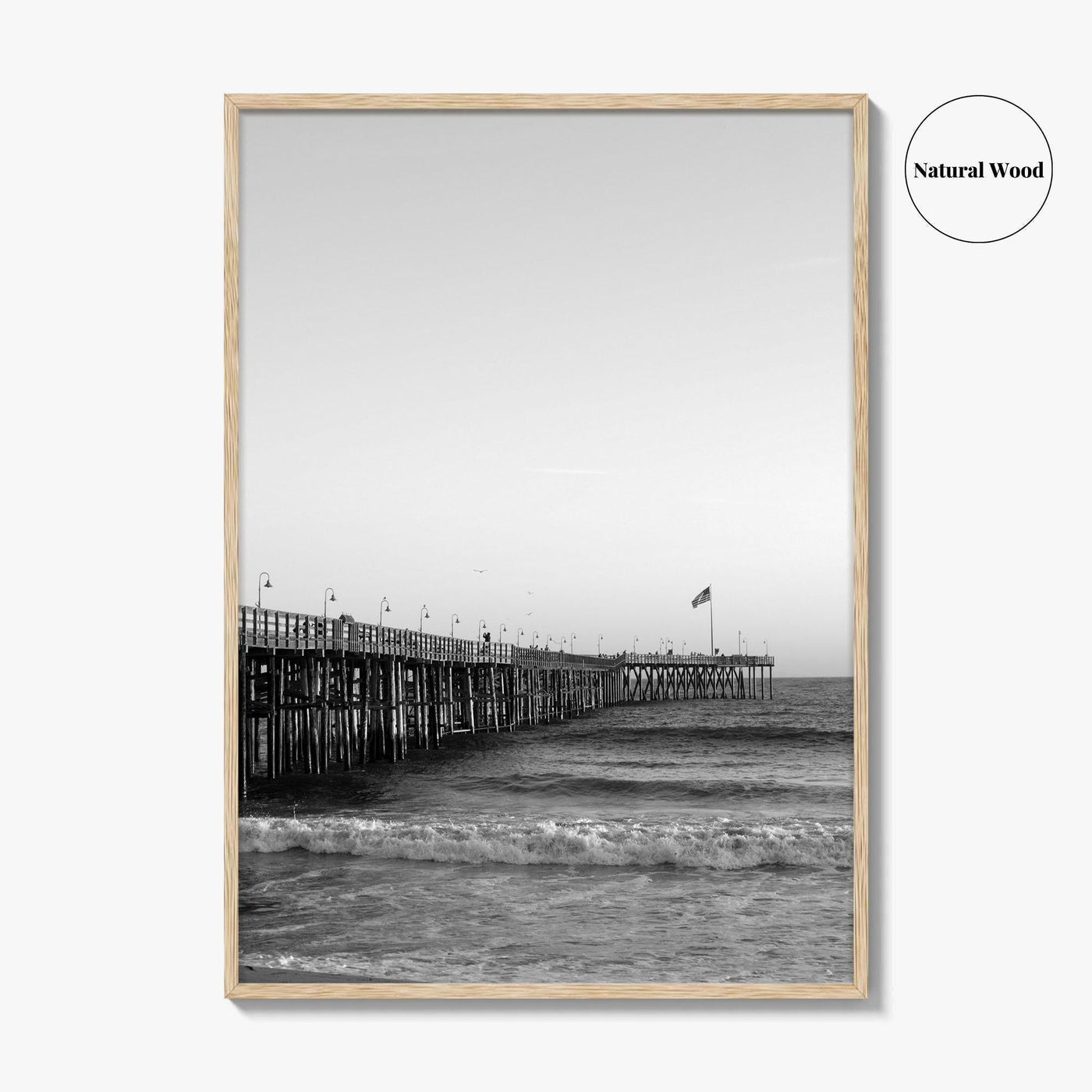 Ventura Black and White Fine Art Photo Print, San Buenaventura, California, USA, Pier, Poster