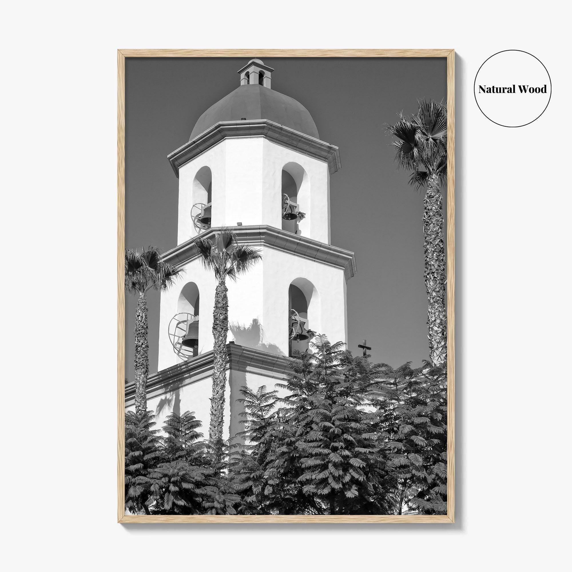 Mission San Juan Capistrano Black and White Fine Art Photo Print, California Basilica Poster