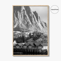 Hamnoy Norway Black and White Fine Art Photo Print, Lofoten Islands, Reine, Moskenes Poster