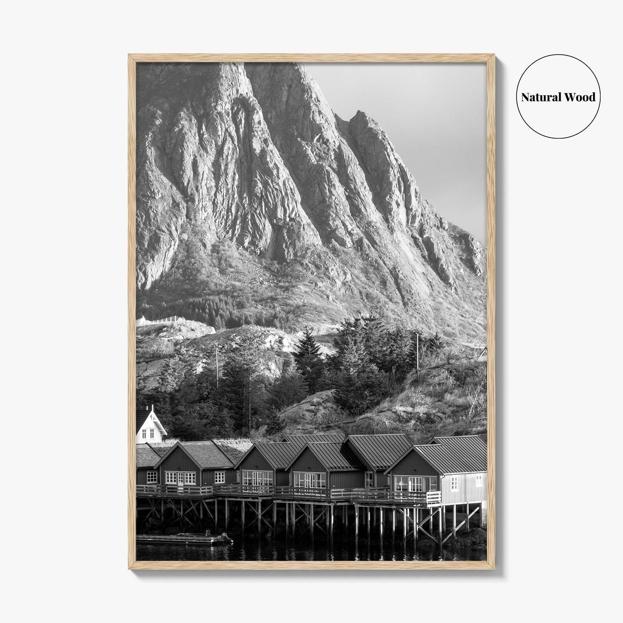 Hamnoy Norway Black and White Fine Art Photo Print, Lofoten Islands, Reine, Moskenes Poster