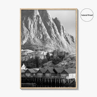 Hamnoy Norway Black and White Fine Art Photo Print, Lofoten Islands, Reine, Moskenes Poster