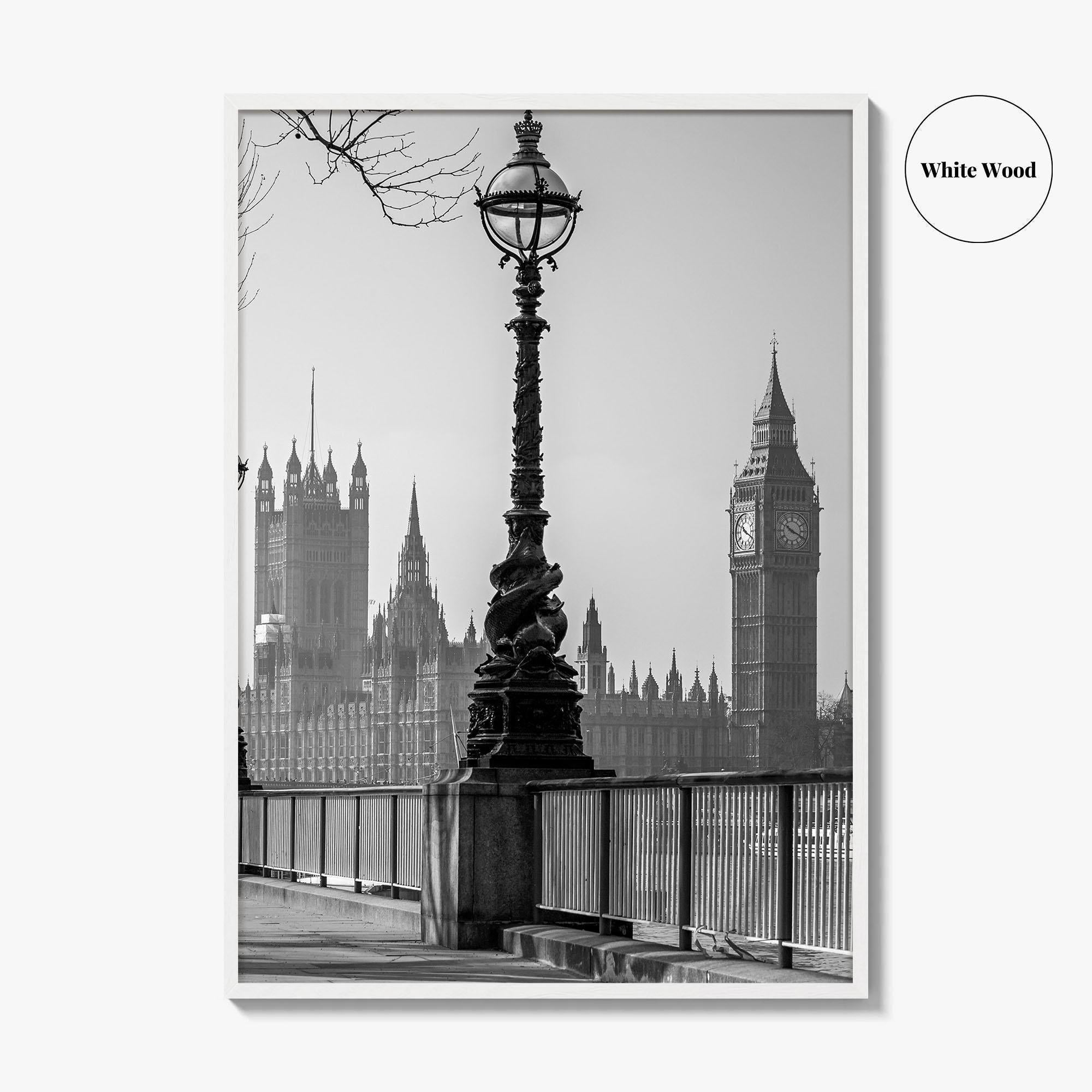 London Black and White Fine Art Photo Print, Big Ben Parliament England UK Poster