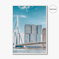 Rotterdam Fine Art Photo Print, Netherlands Wall Decor Poster, Erasmusbrug Swan Bridge, Harbor