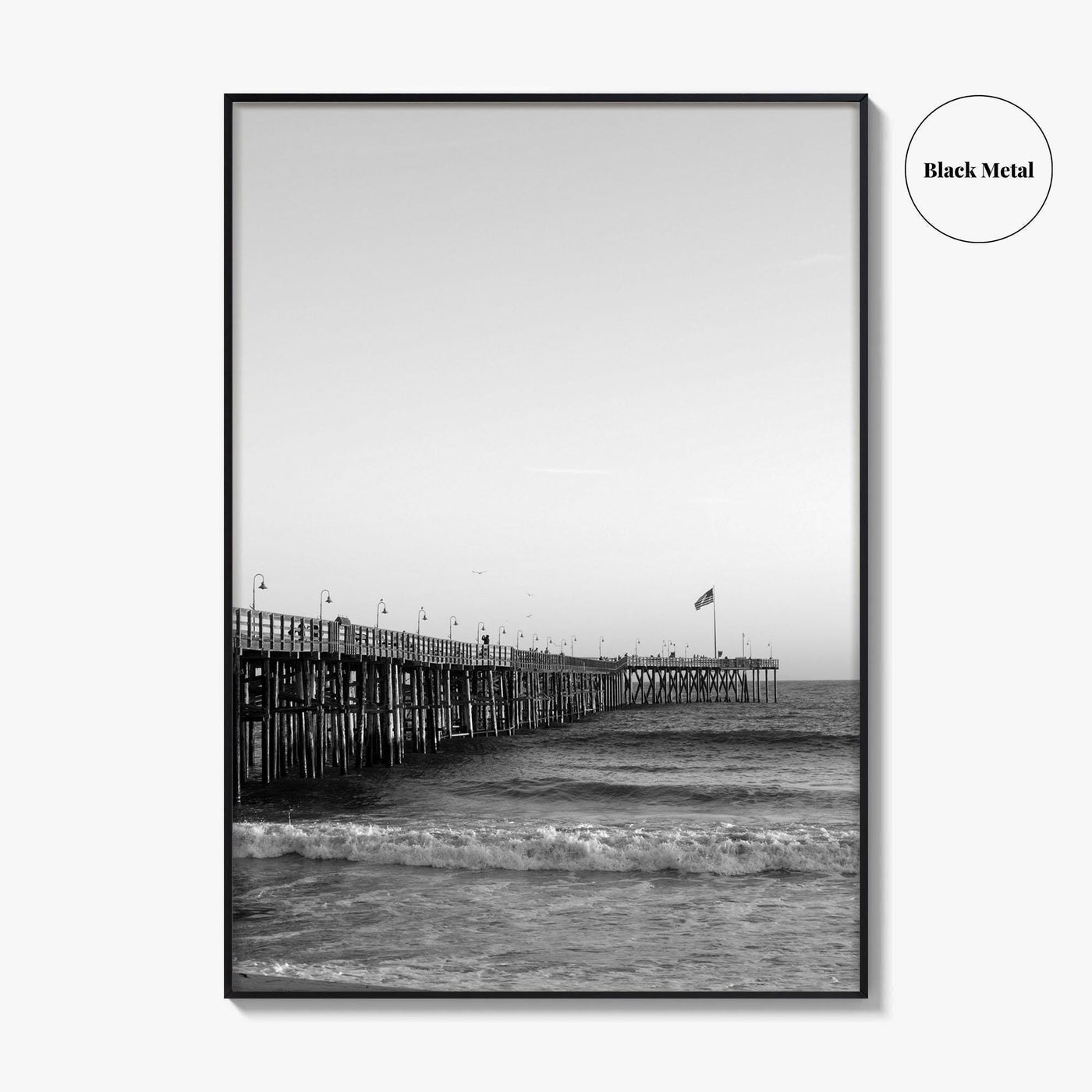 Ventura Black and White Fine Art Photo Print, San Buenaventura, California, USA, Pier, Poster