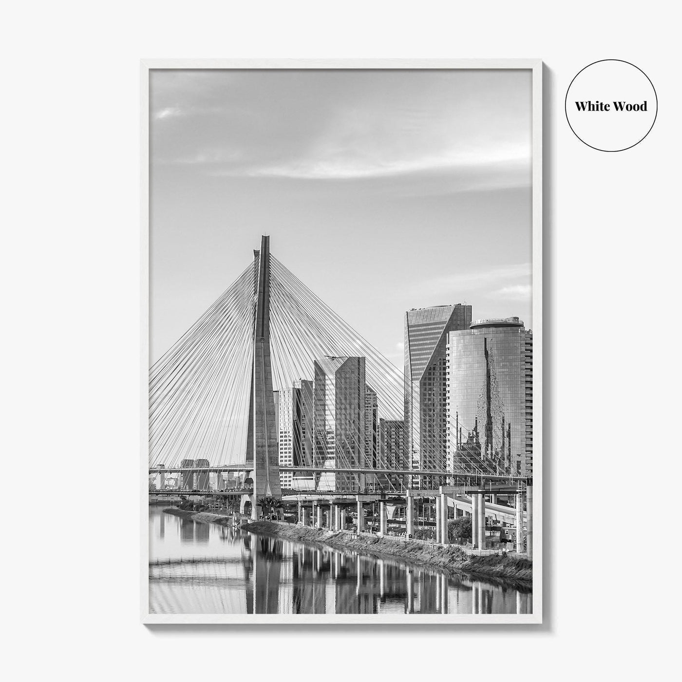 Sao Paulo Black and White Fine Art Photo Print, Octavio Frias Bridge Brazil Poster