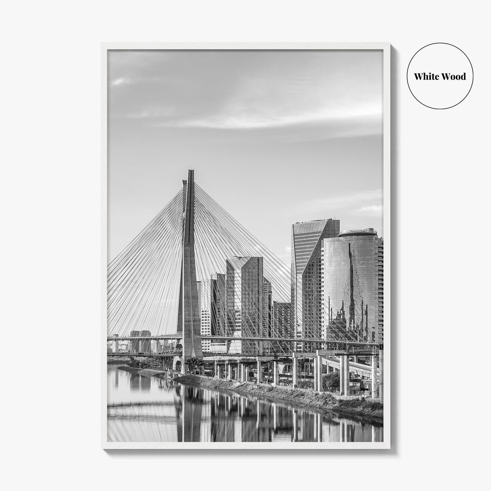 Sao Paulo Black and White Fine Art Photo Print, Octavio Frias Bridge Brazil Poster