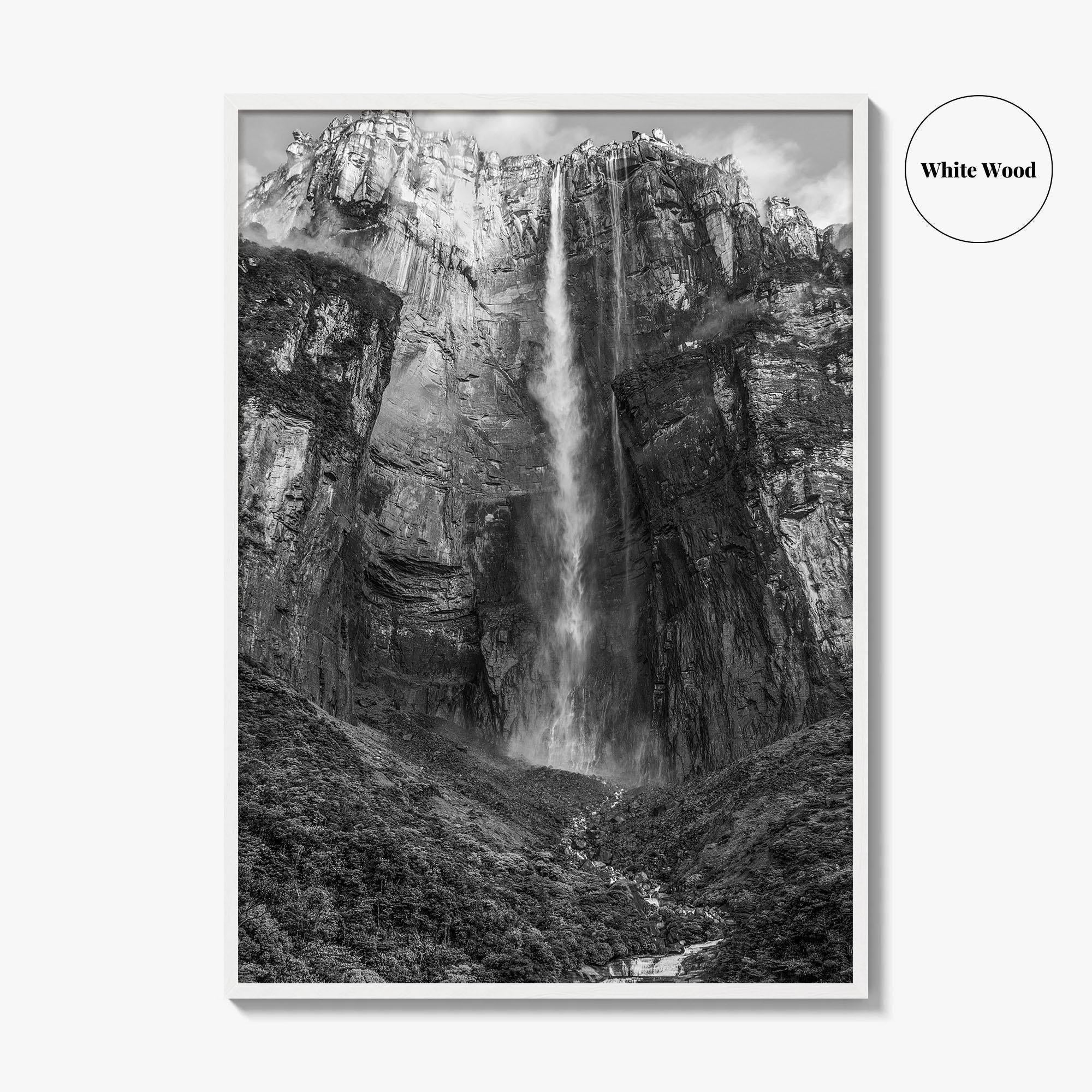Angel Falls Black and White Fine Art Photo Print, Salto Ángel Venezuela Waterfall Poster