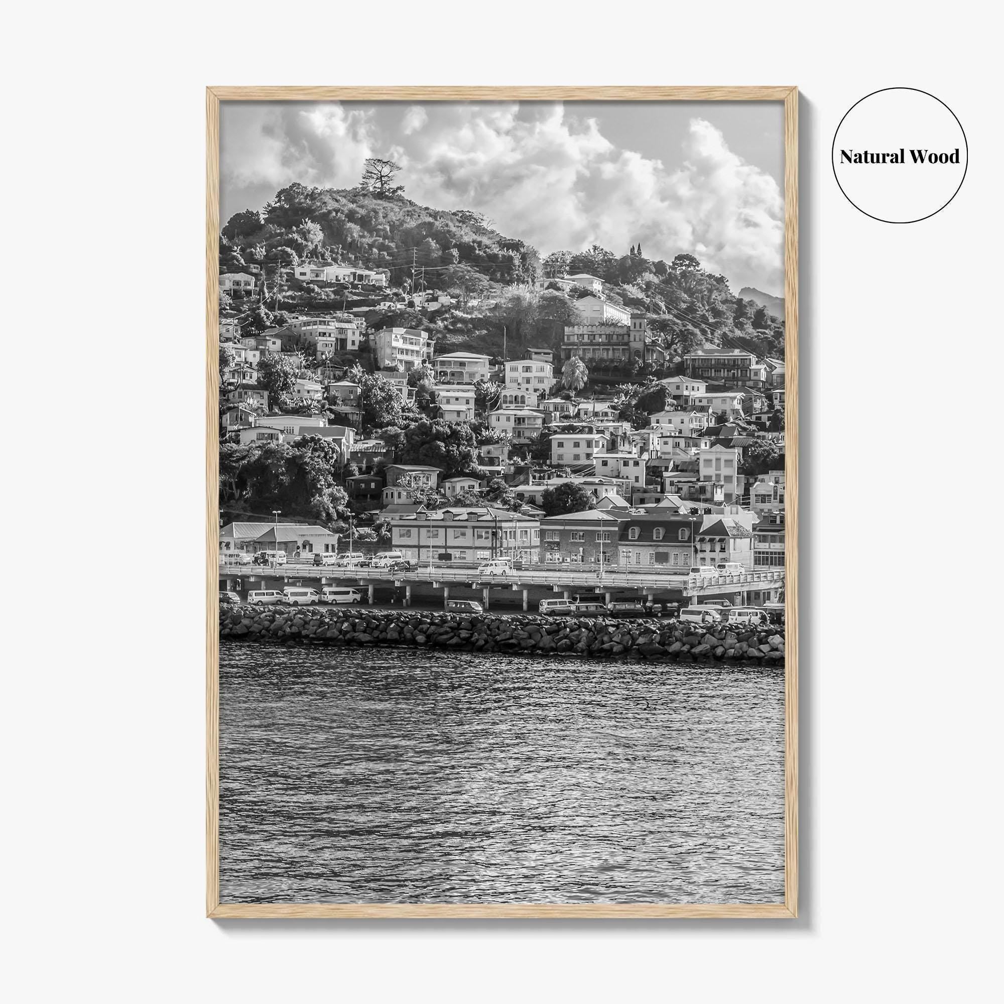 St George's Grenada Black and White Fine Art Photo Print, Caribbean Wall Poster