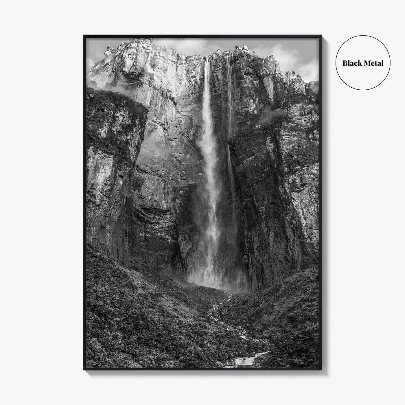 Angel Falls Black and White Fine Art Photo Print, Salto Ángel Venezuela Waterfall Poster