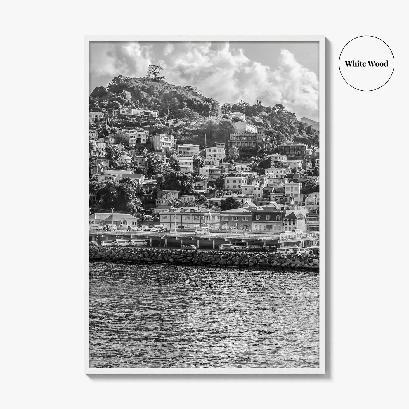St George's Grenada Black and White Fine Art Photo Print, Caribbean Wall Poster