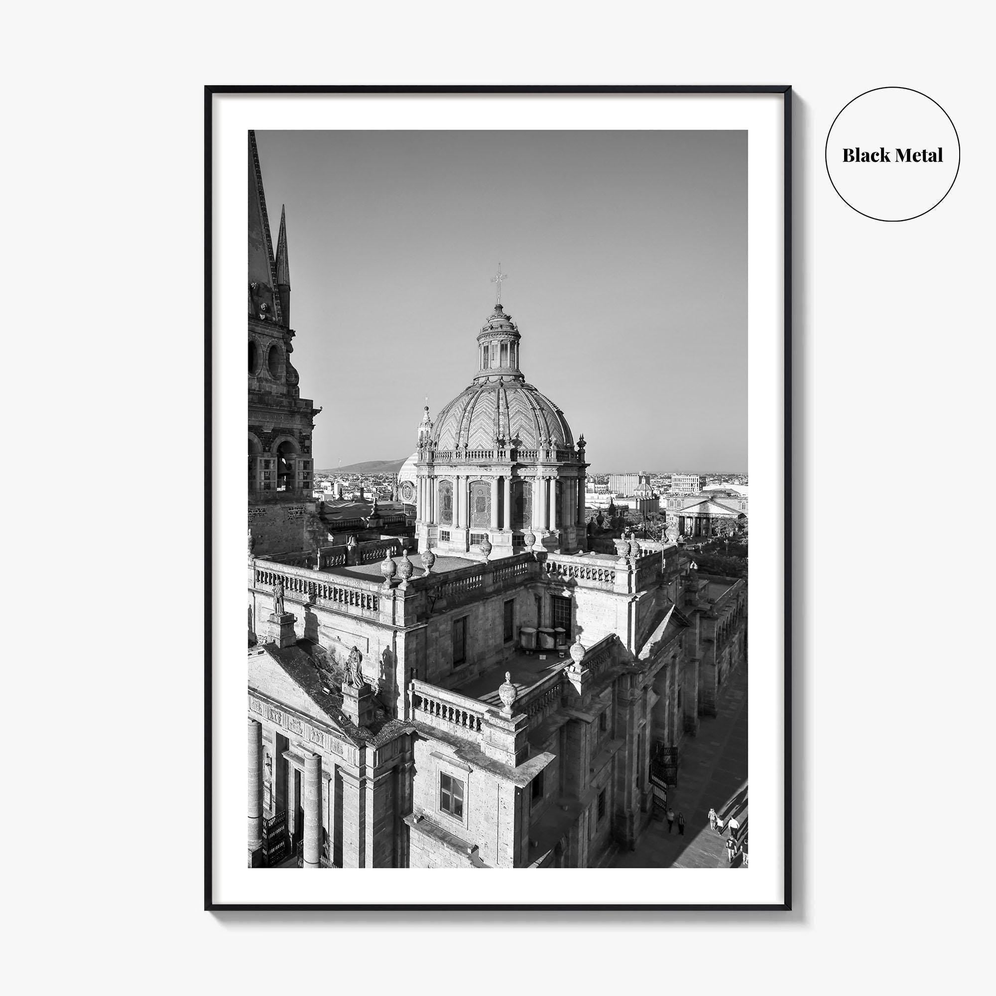 Guadalajara Black and White Fine Art Photo Print, Cathedral, Jalisco Mexico, Wall Poster