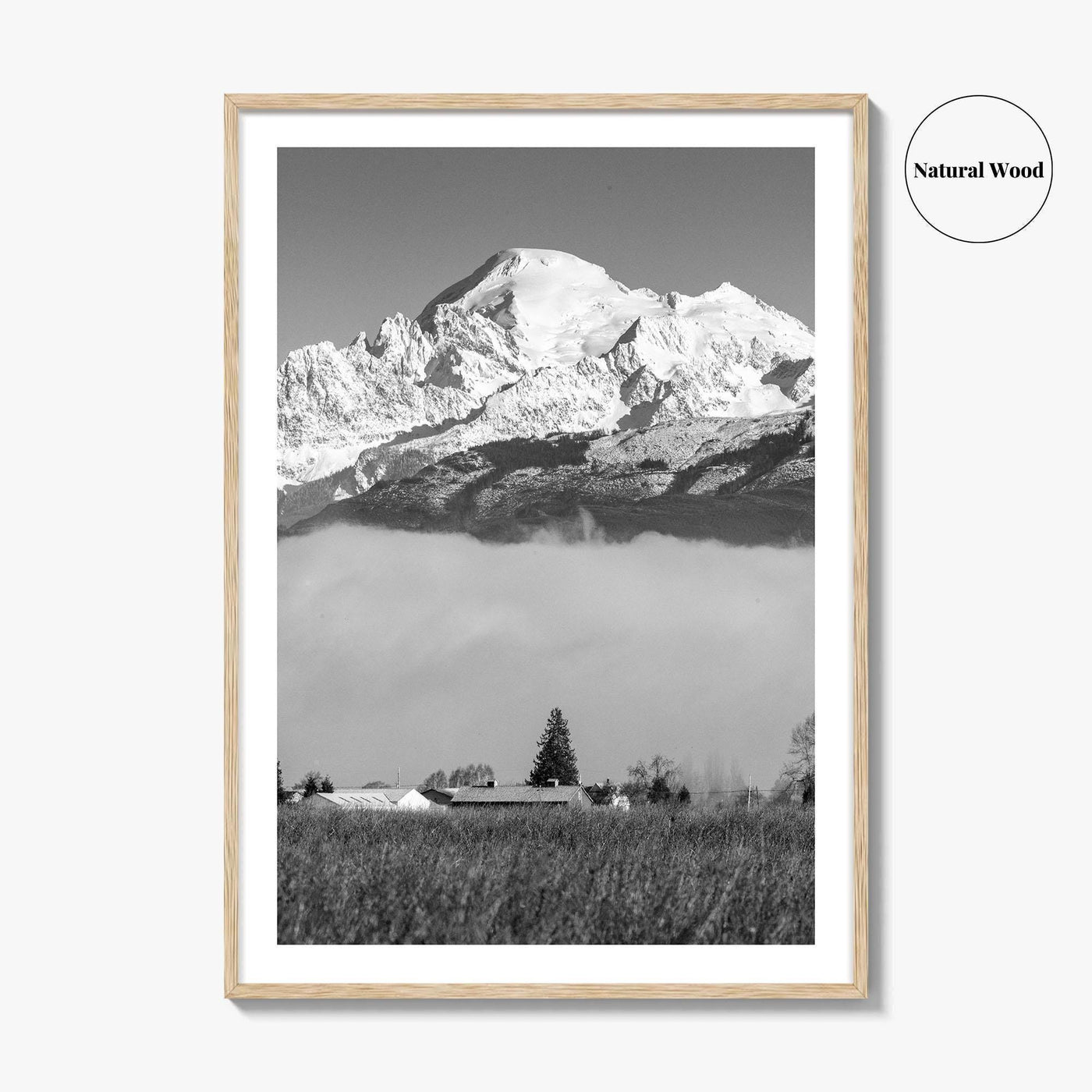 Mount Baker Black and White Fine Art Photo Print, North Cascades Washington Poster