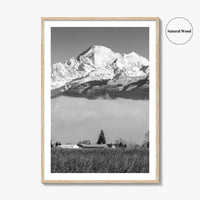 Mount Baker Black and White Fine Art Photo Print, North Cascades Washington Poster