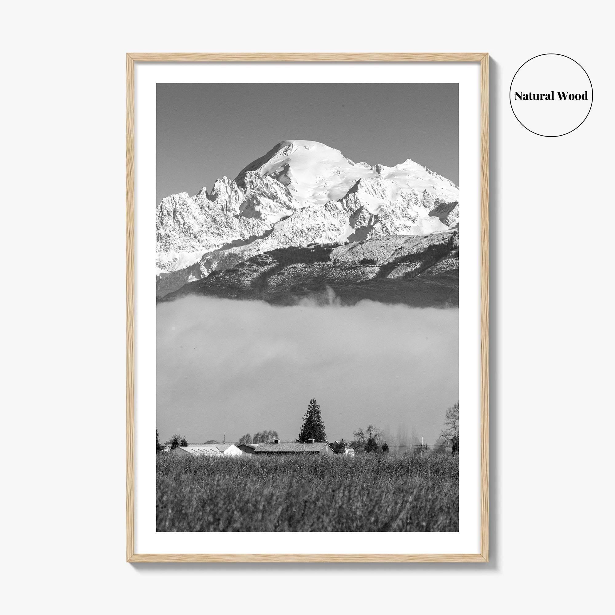 Mount Baker Black and White Fine Art Photo Print, North Cascades Washington Poster