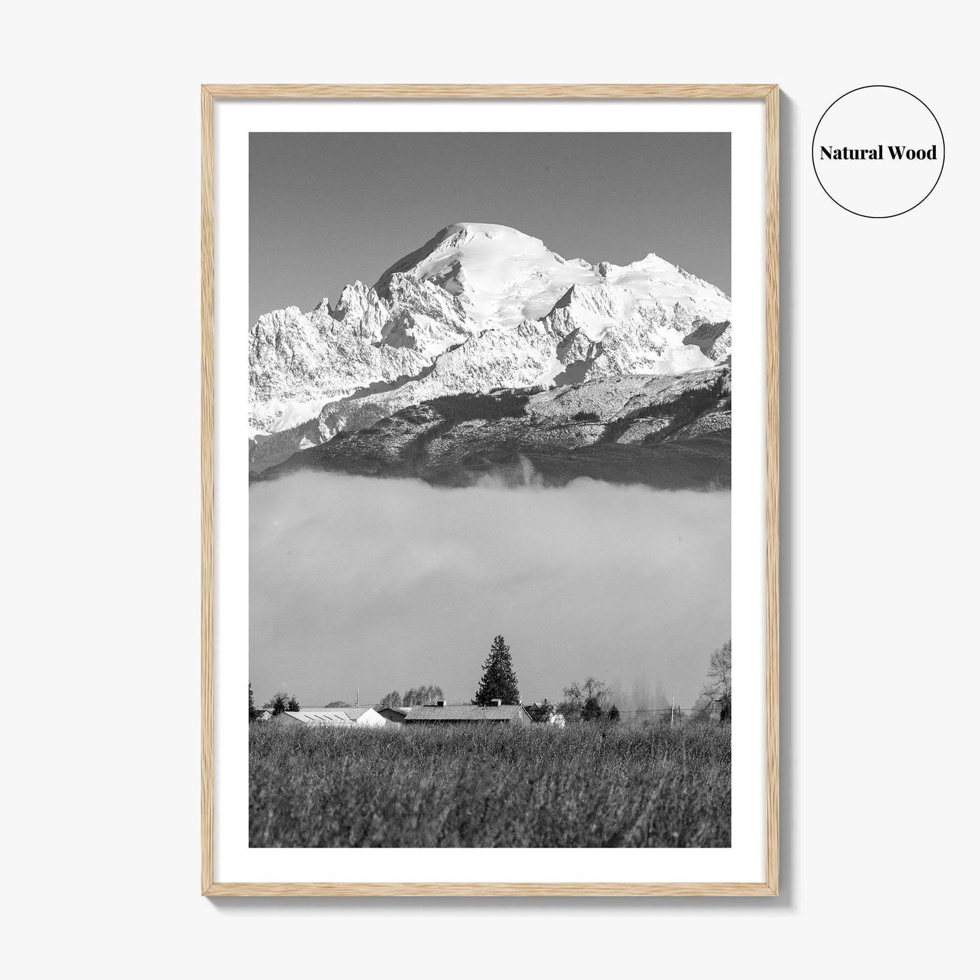 Mount Baker Black and White Fine Art Photo Print, North Cascades Washington Poster