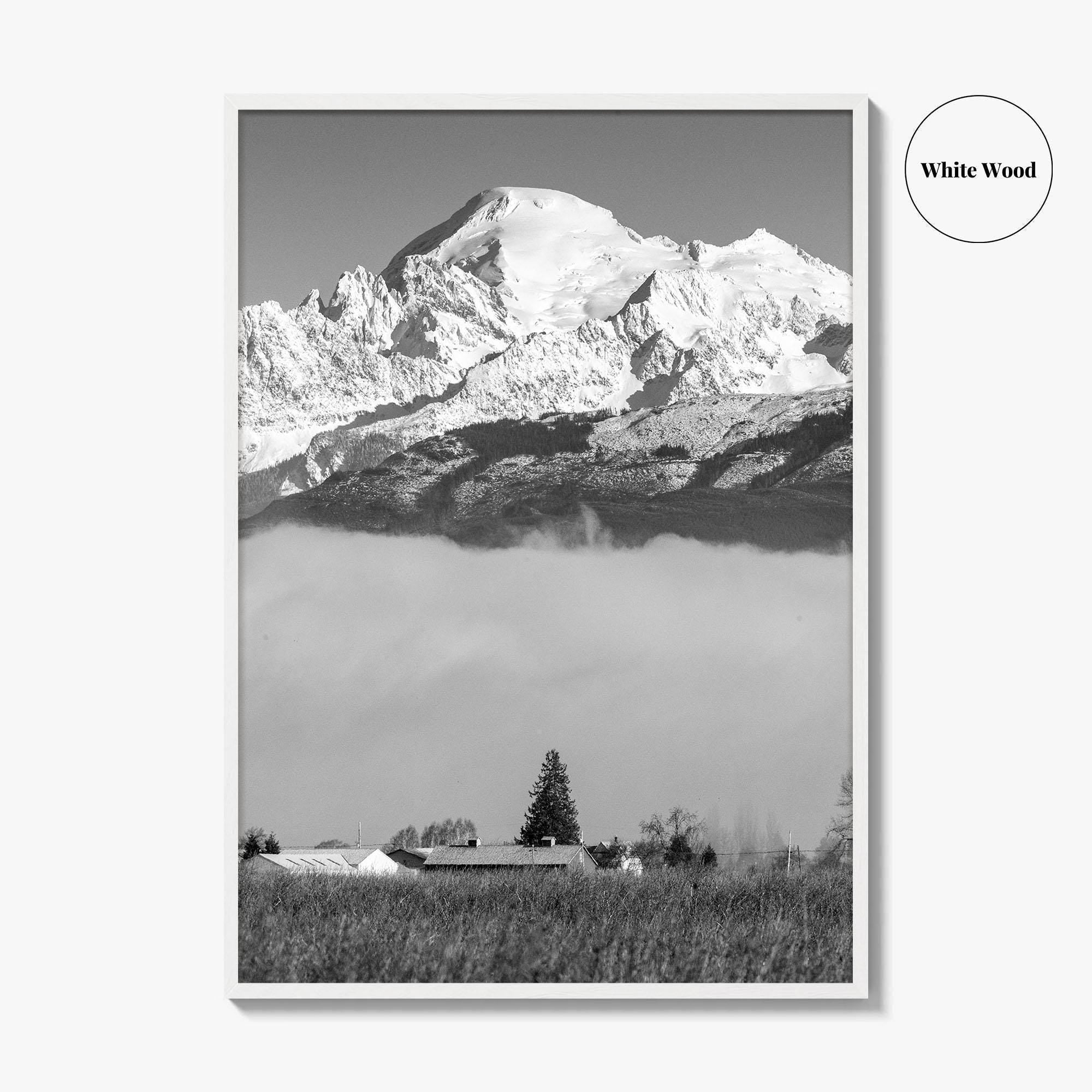 Mount Baker Black and White Fine Art Photo Print, North Cascades Washington Poster