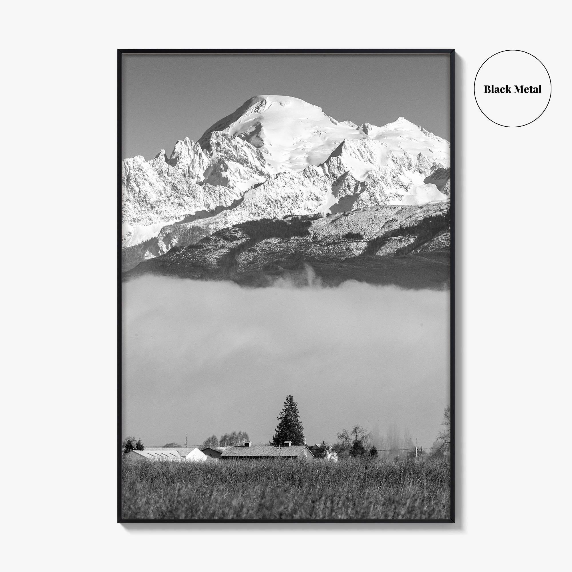 Mount Baker Black and White Fine Art Photo Print, North Cascades Washington Poster