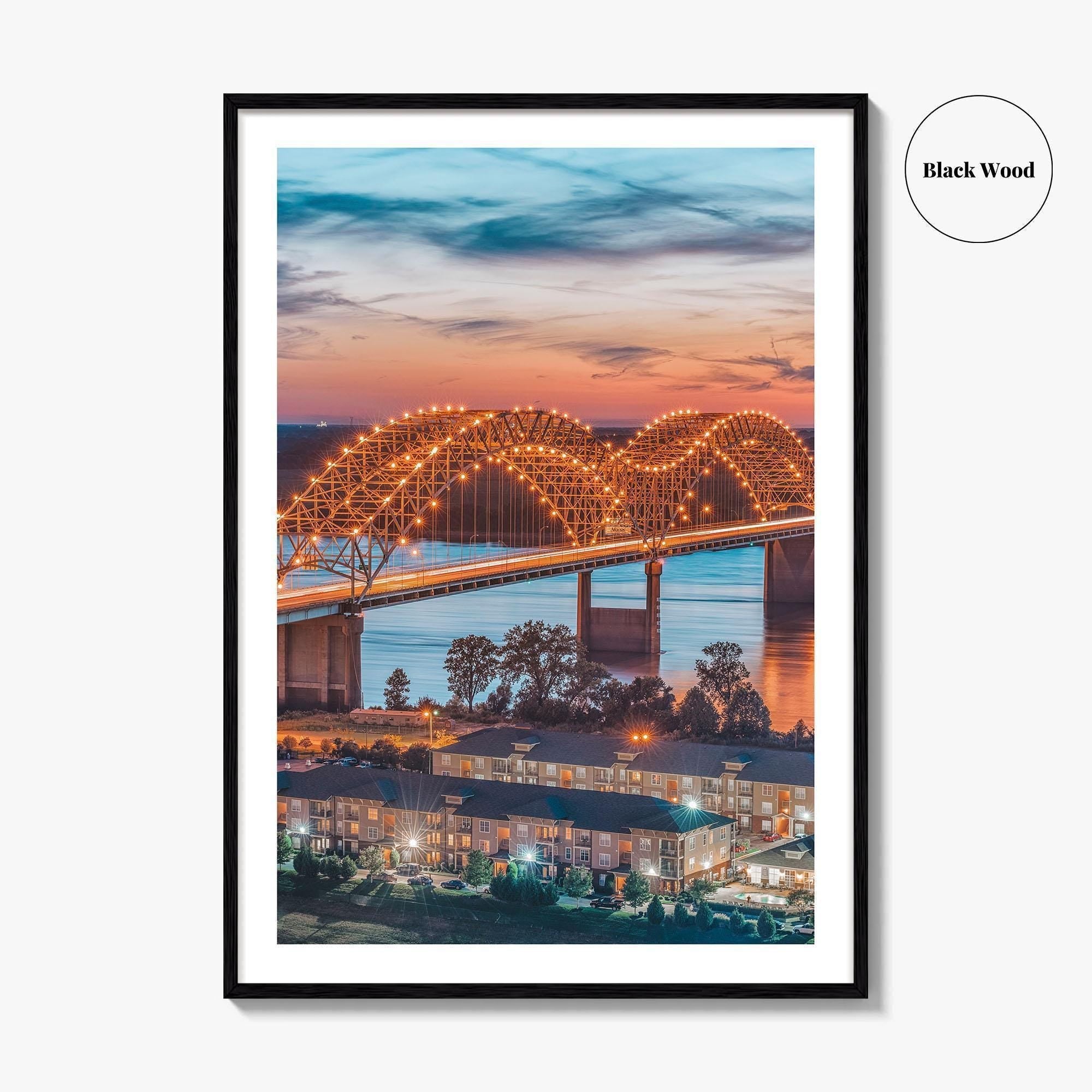 Memphis Fine Art Photo Print, Tennessee USA, Hernando de Soto Bridge, Wall Decor Poster