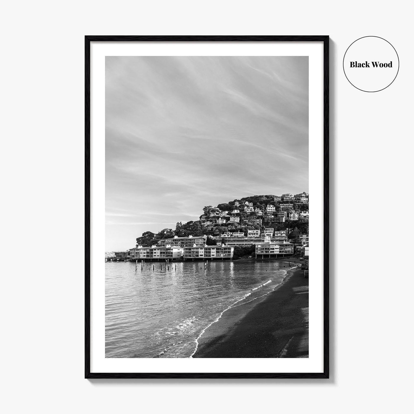 Sausalito Black and White Fine Art Photo Print, San Francisco, California, USA Poster