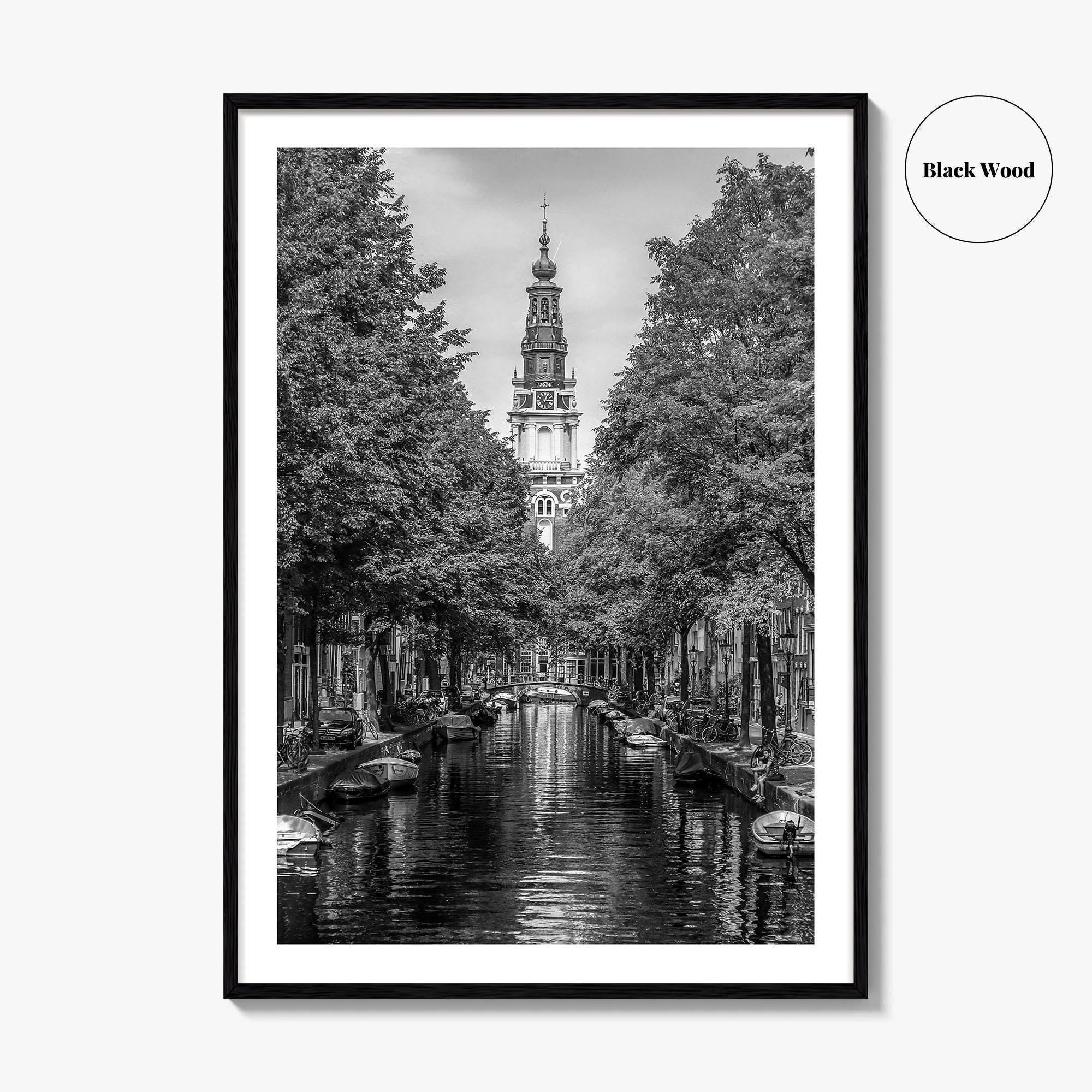 Amsterdam Black and White Fine Art Photo Print, Canals, Netherlands Holland Wall Decor Poster