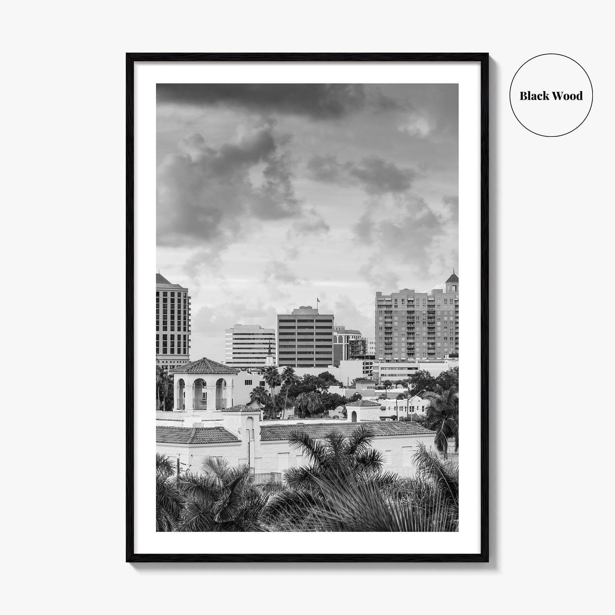 Sarasota Skyline Black and White Fine Art Photo Print, Florida Wall Decor, USA Poster