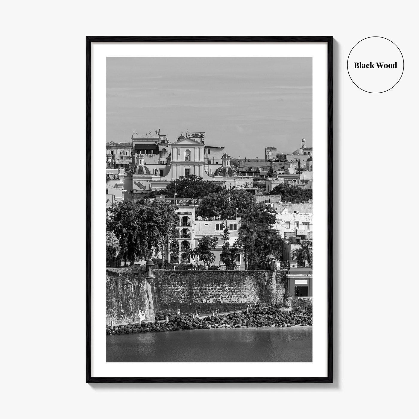 Old San Juan Black and White Fine Art Photo Print, Puerto Rico Cityscape Poster